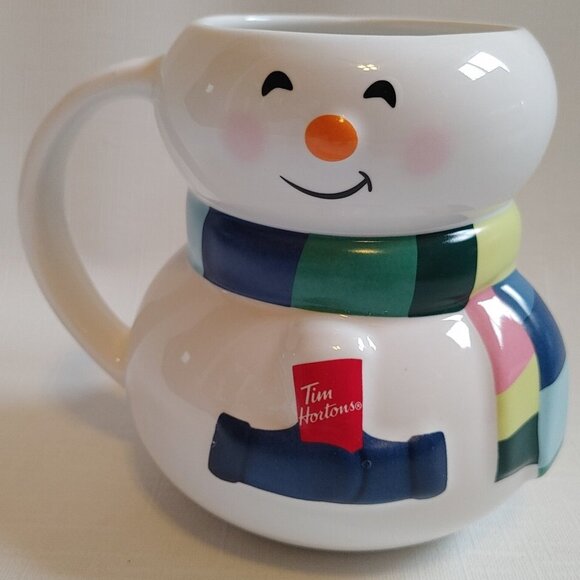CUTE #D Tim Hortons Snowman MUG 2023 Holiday Collection Ceramic Mug BNWT - Picture 1 of 7
